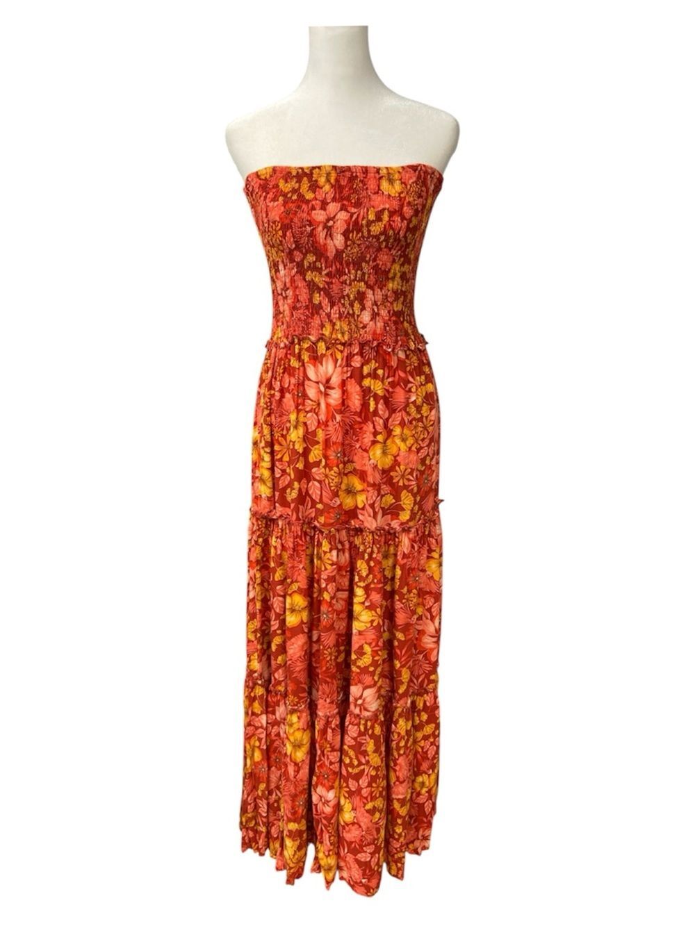 Anthropologie Abel the Label Bondi Strapless Smocked Maxi Dress Size M